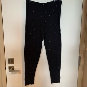 PINK Victoria Secret XL Black Thermal Leggings with Clear Tiny Stone detail.